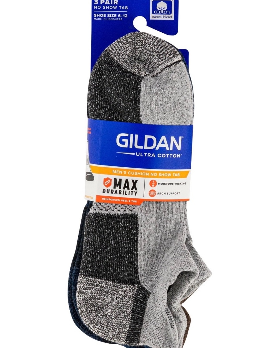 Gildan Ultra Cotton No Show Tab Socks Shoe Size 6-12